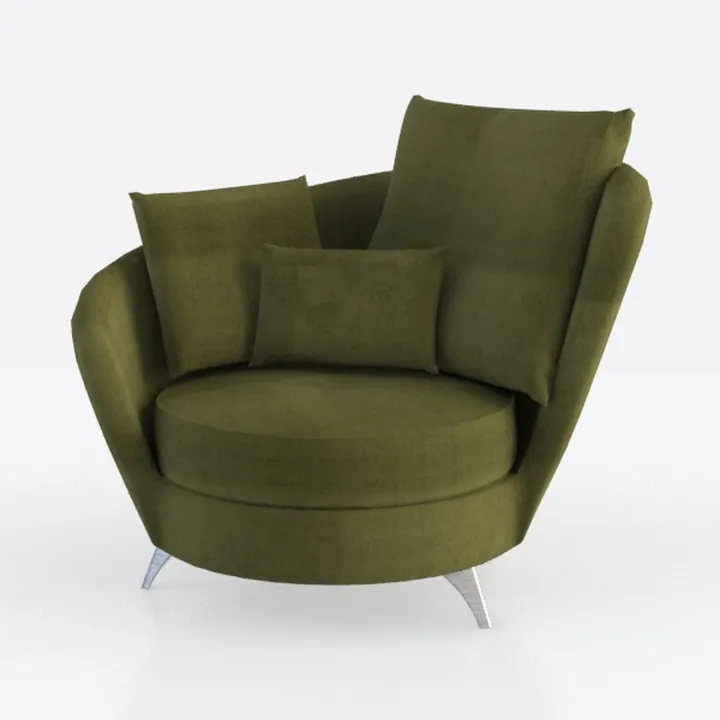 Modern Olive Green Fabric Upholstered Accent Armchair 3D Model