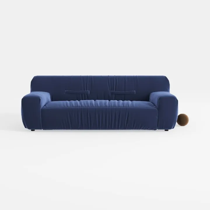 101" L-Shape Corduroy Sofa with Movable Ottoman