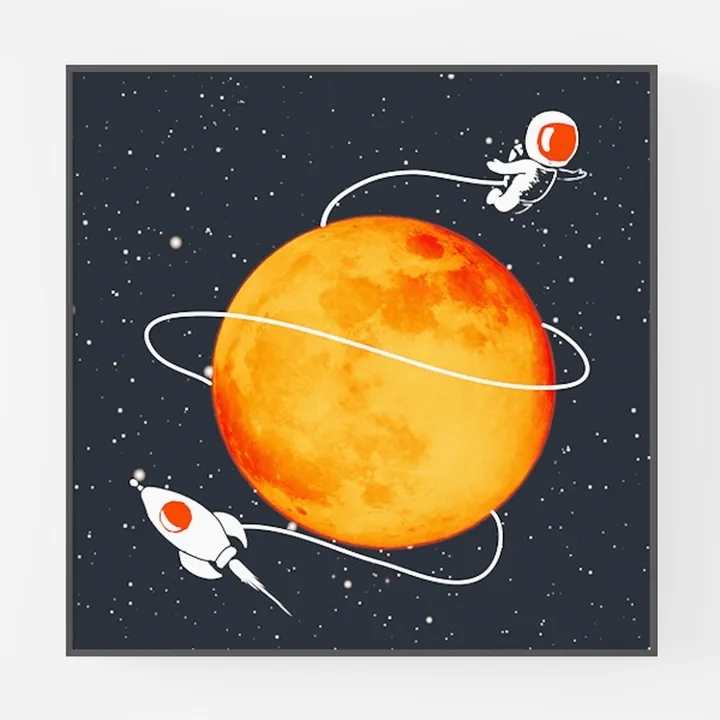 Space Astronaut Rocket Planet Wall Art Decor 3D Model