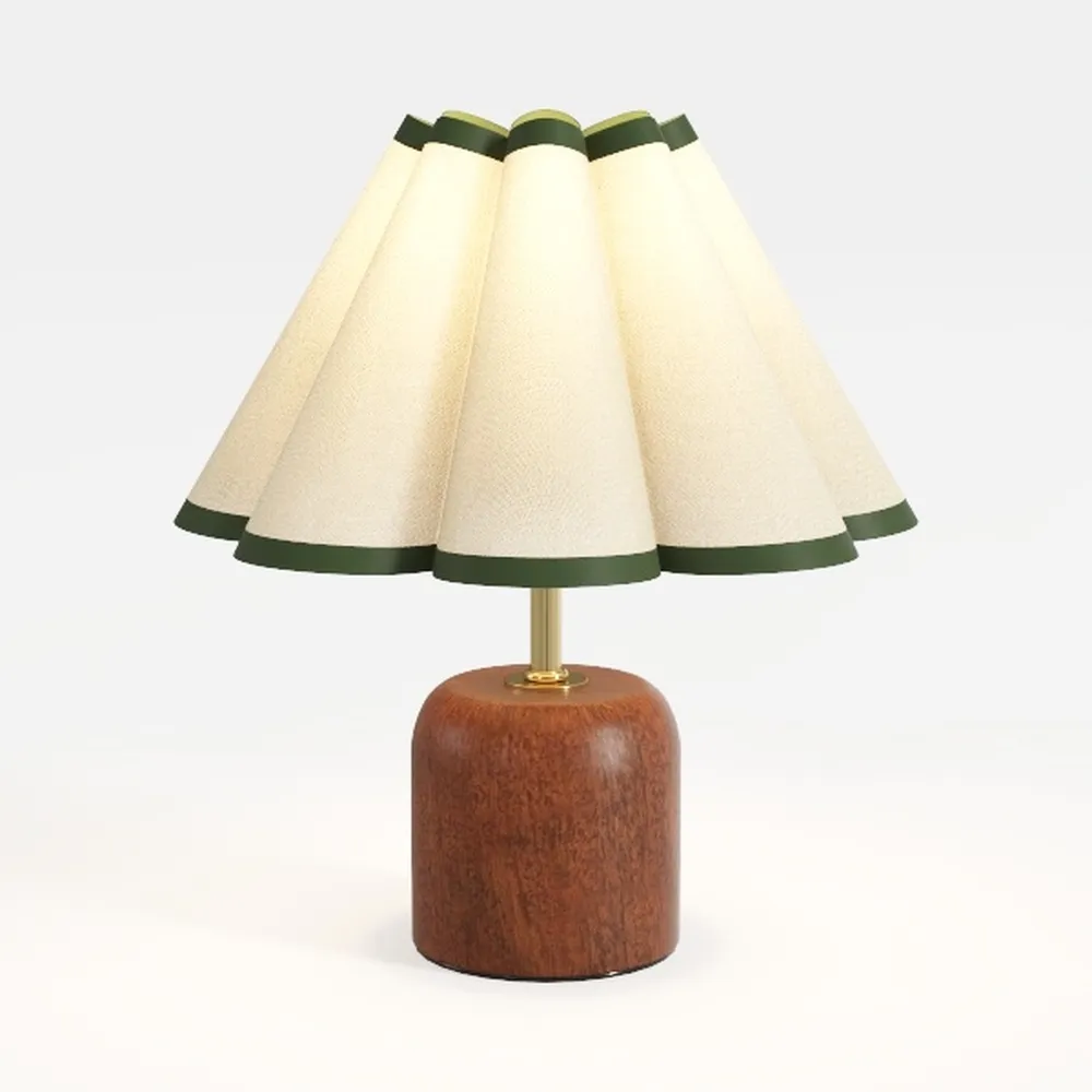 Bedside Table Lamp for Bedroom, Cute Small Pleated