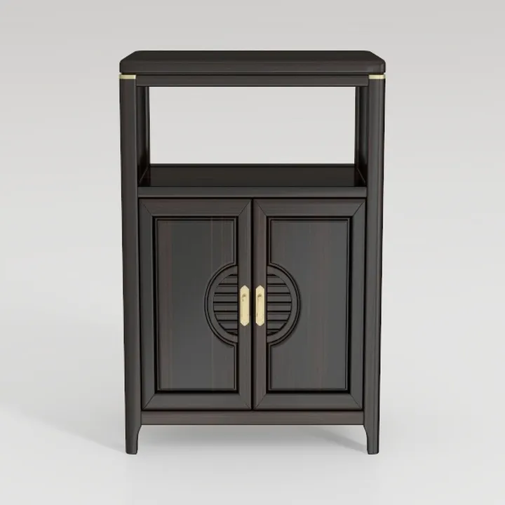Chinese Style Solid Wood Brass Accent Storage Cabinet 3D Model
