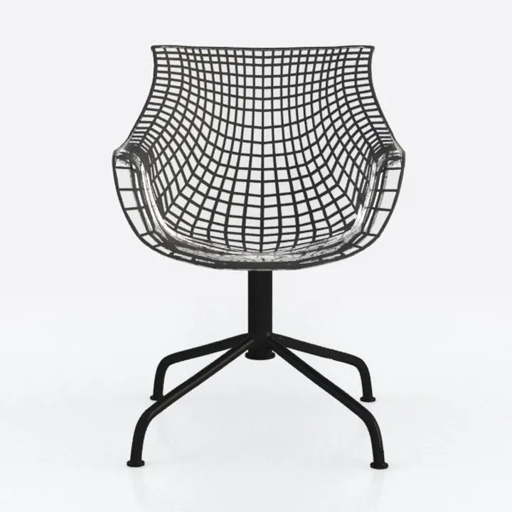 Minimalist Metal Wire Mesh Swivel Armchair 3D Model