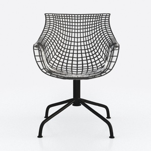 Minimalist Metal Wire Mesh Swivel Armchair 3D Model