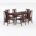 Chinese Style Solid Wood Brass Accent Dining Table Set 3D Model Left 45 Degree View