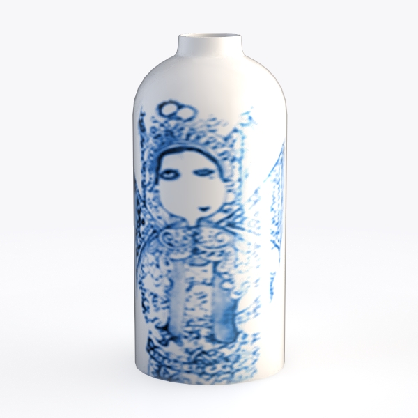 QIANLING Blue and White Floral Vase - 10.6&quot;