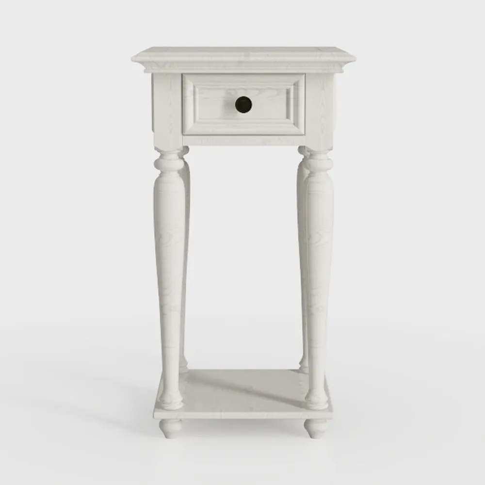 COSIEST Tall End Table with Drawer, Round