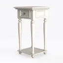 COSIEST Tall End Table with Drawer, Round Left 45 Degree View