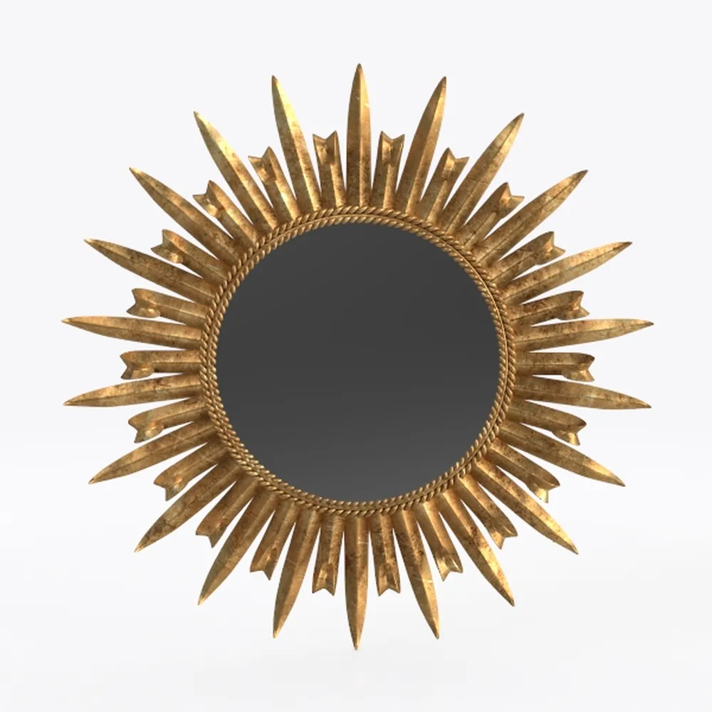 MCDFL Sun Mirror Gold Round Decorative Wall Sunburst Mirrors Home Decoration Accessories Vintage Boho Decor Room Bath Ornaments