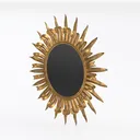 Gold Vintage Sunburst Wall Mirror Decor 3D Model Left 45 Degree View
