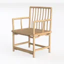 Minimalist Solid Oak Wood Armchair 3D Model Left 45 Degree View