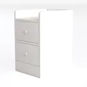 Minimalist White Solid Wood Two Drawer Nightstand 3D Model Left 45 Degree View
