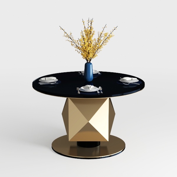 Qorvus Modern Black Glass 60 in. Pedestal Dining T