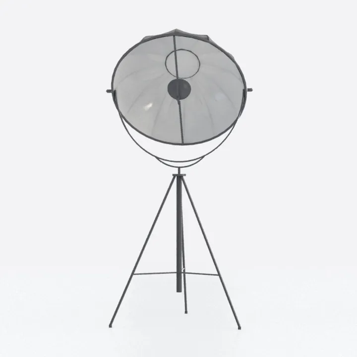 Industrial Black Metal Fabric Tripod Floor Lamp 3D Model