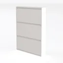 Minimalist White Solid Wood 3 Drawer Cabinet 3D Model Left 45 Degree View