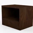 Minimalist Solid Walnut Wood Nightstand With Storage Drawer 3D Model Left 45 Degree View