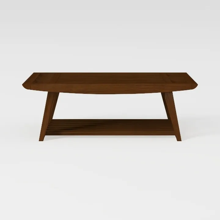 Minimalist Solid Wood Coffee Table With Lower Storage Shelf 3D Model