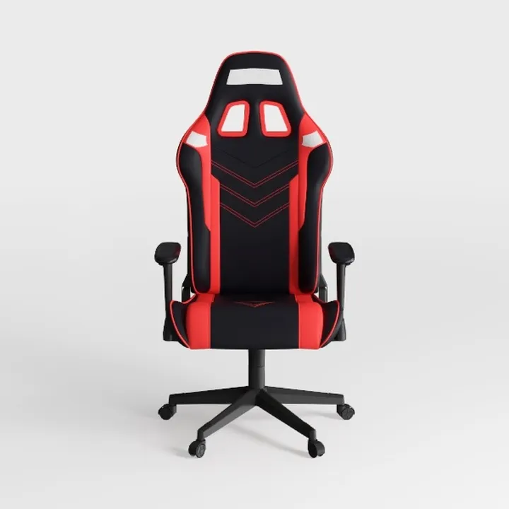 Red Black Fabric Contemporary Gaming Chair 3D Model
