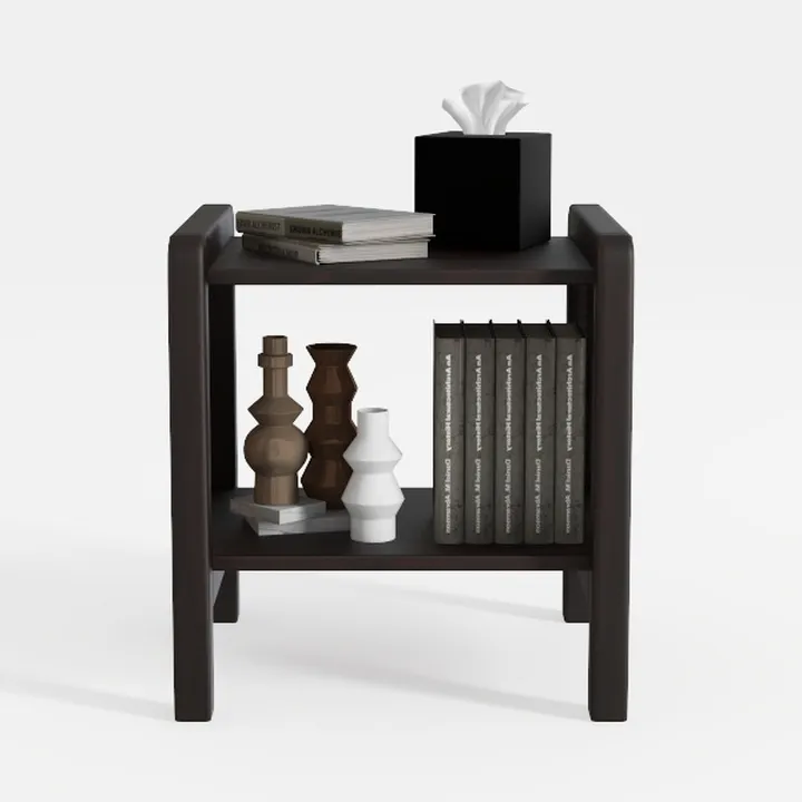 FATORRI End Table with Storage, Rustic Side Table