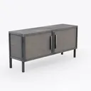 Industrial Metal Embossed Panel Sideboard 3D Model Right 45 Degree View