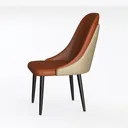 Modern Two Tone Fabric Upholstered Dining Chair 3D Model Left 45 Degree View