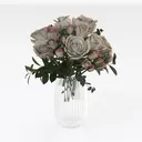 Glass Vase with Blush Cream Rose Floral Arrangement 3D Model Right 45 Degree View