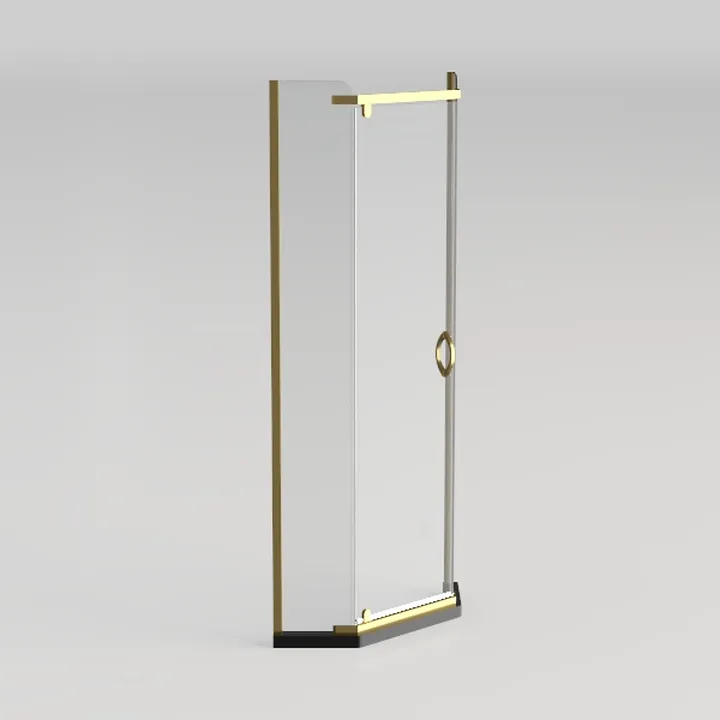 Modern Gold Brass Glass Shower Door Panel 3D Model