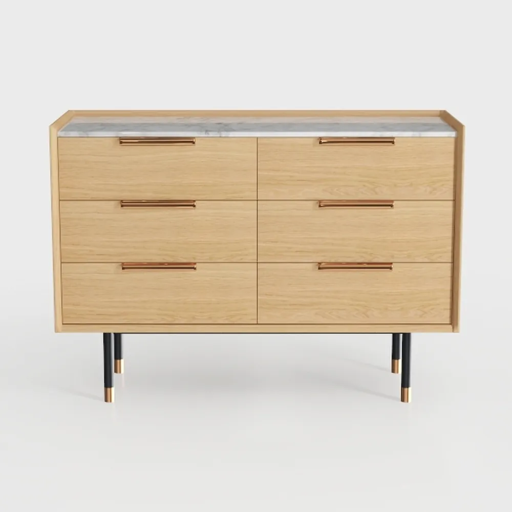 6 Drawer Dresser Set of 2, Farmhouse Wooden