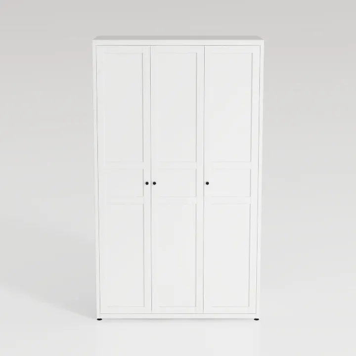 Minimalist White Solid Wood Wardrobe 3 Door Storage Cabinet 3D Model