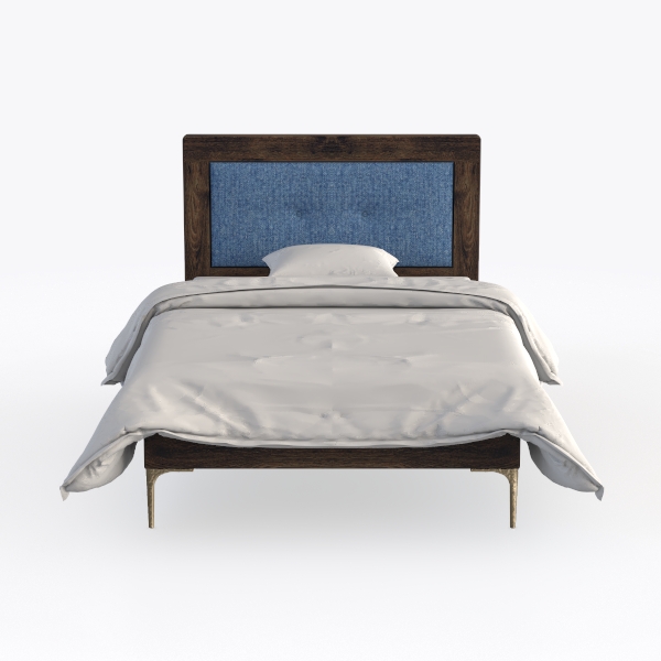 Allora Mid-Century Wood and Fabric Full Platform B