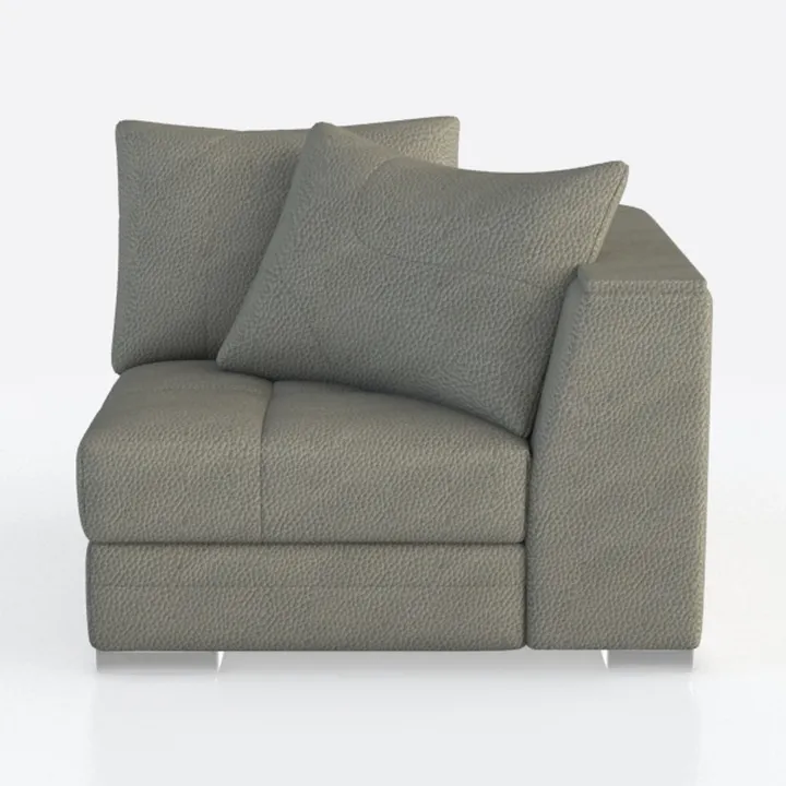 Minimalist Fabric Corner Sectional Sofa with Throw Pillows 3D Model
