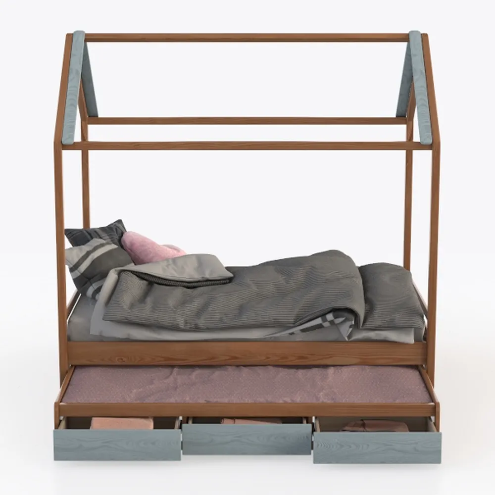 Harper & Bright Designs Twin Size Wooden House Bed