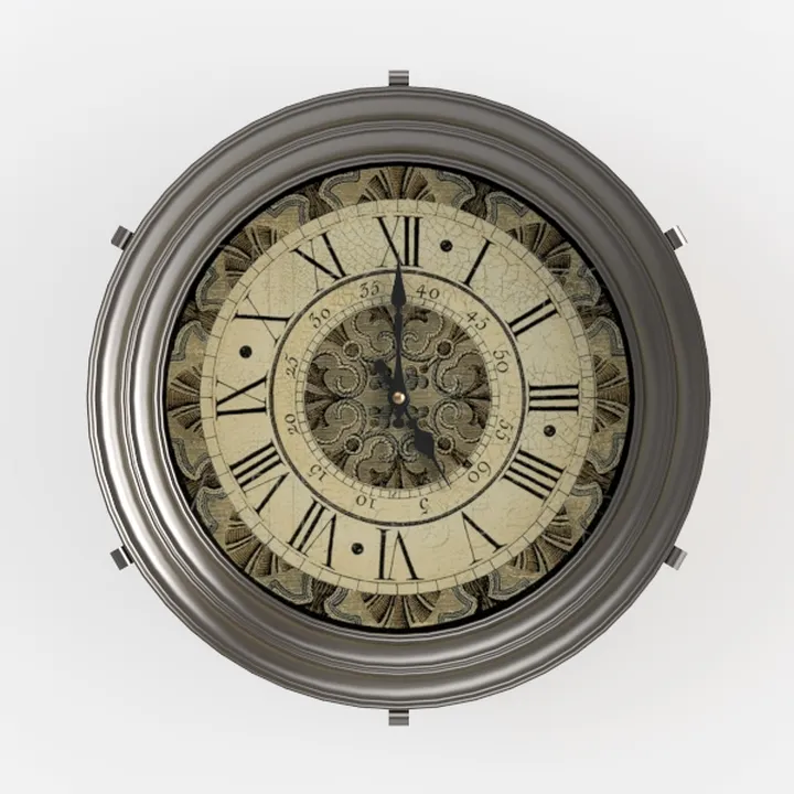 Vintage Metal Ornate Wall Clock 3D Model