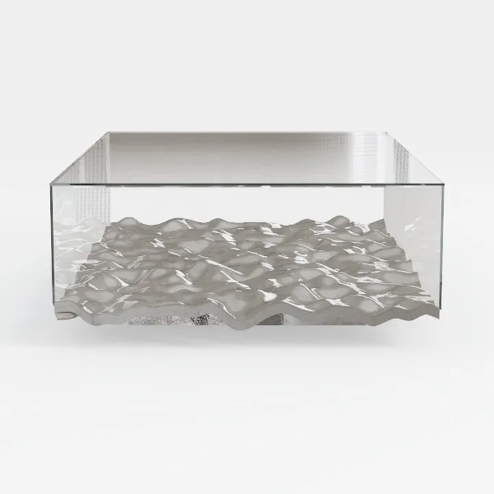 Modern Minimalist Glass Resin Wave Coffee Table 3D Model