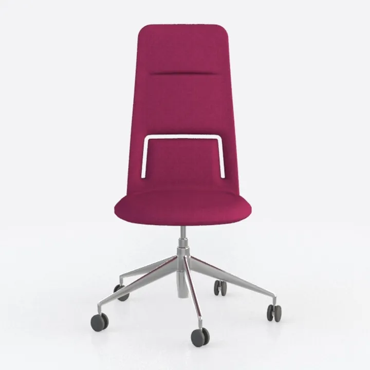 Modern Fabric Burgundy High Back Office Chair 3D Model