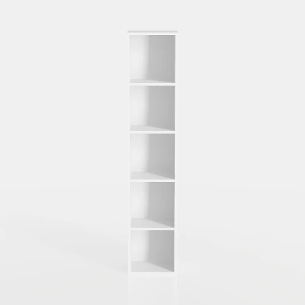 vidaXL Modern White Bookcase with 5 Floating