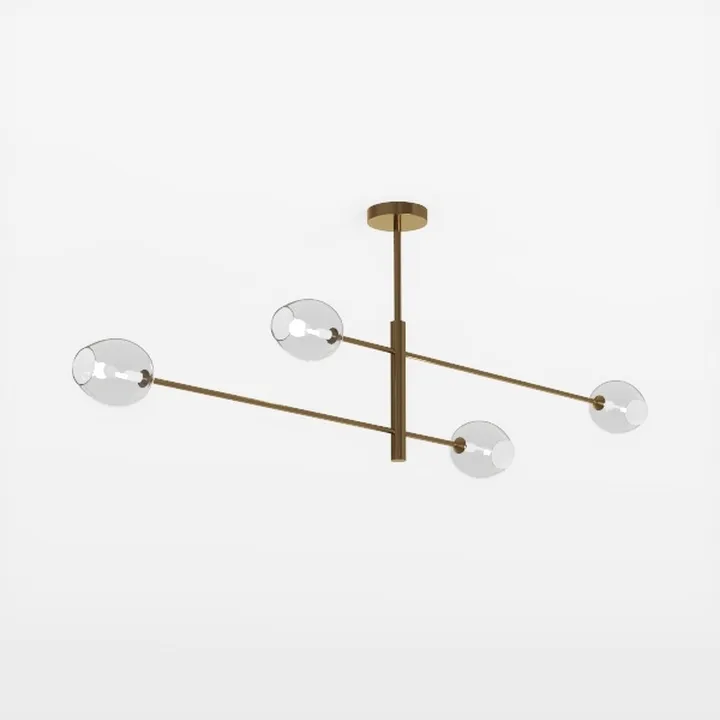 Modern Brass Glass Chandelier 3D Model