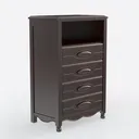 Dark Walnut Vintage Tall Dresser Cabinet with Drawers 3D Model Right 45 Degree View
