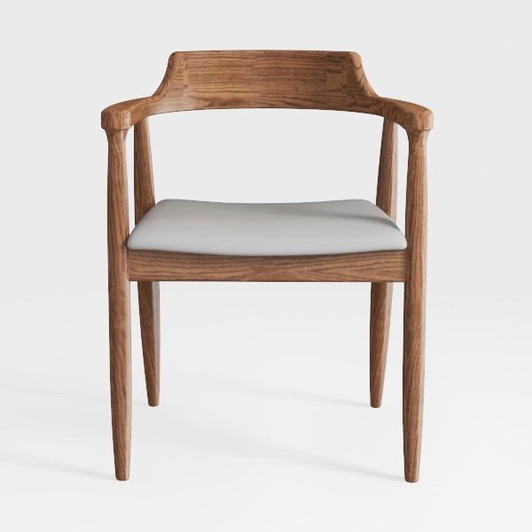 Mid-Century Modern Gray Fabric Dining Chair with