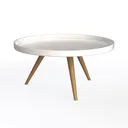 Minimalist Modern Solid Wood Round Coffee Table 3D Model Left 45 Degree View