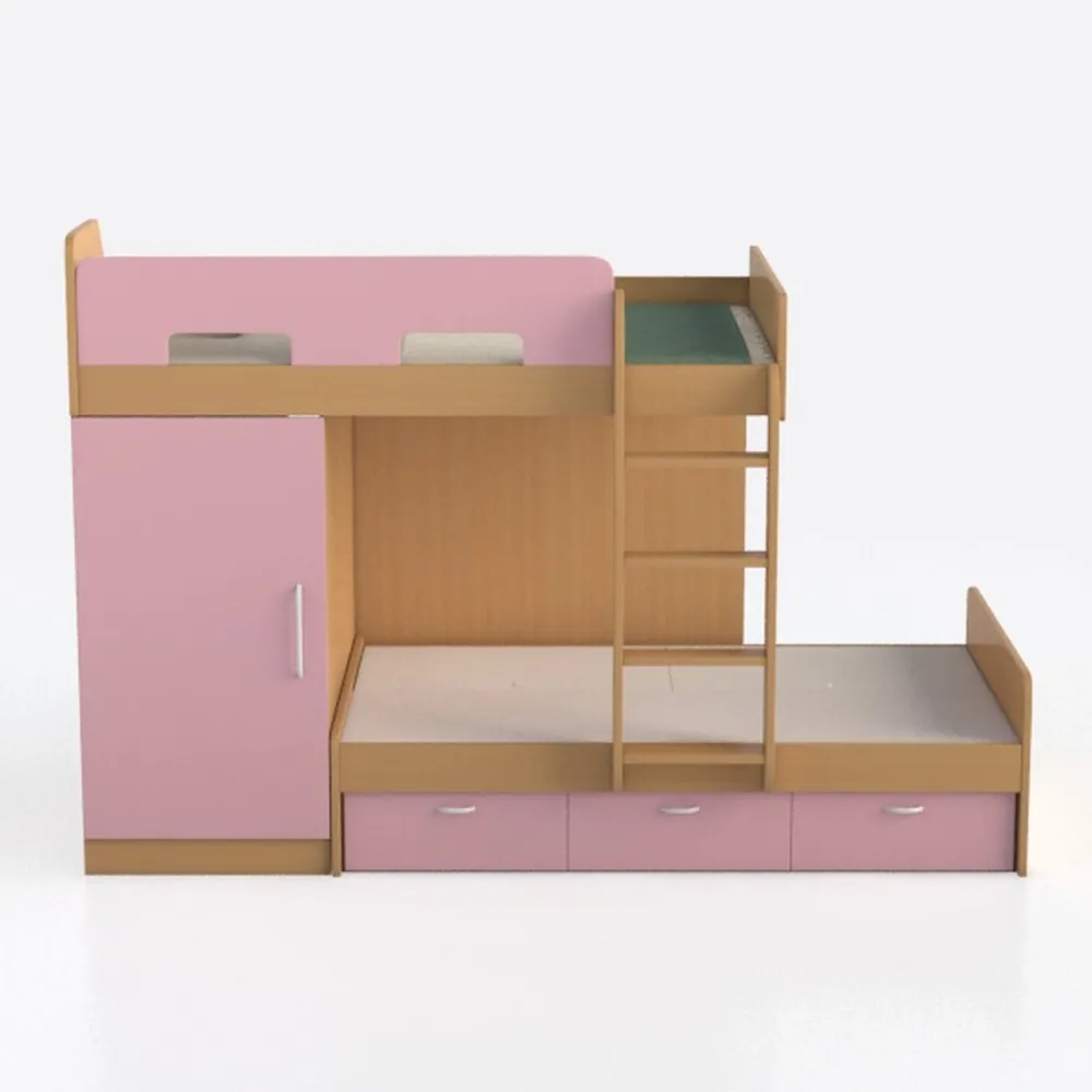 Interbeds Letto a castello MAX 4 dimensioni 200 x 80 cm con armadio e scrivania, colore a scelta con materasso (rosa)