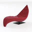 Red Velvet Leaf Shaped Contemporary Chaise Lounge 3D Model Left 45 Degree View
