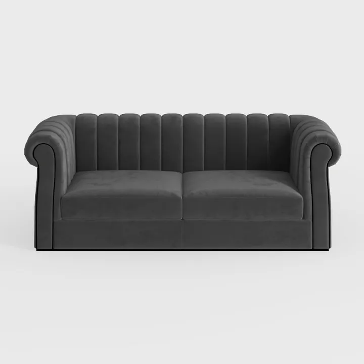 Modern Dark Velvet Tufted 2 Seat Sofa 3D Model