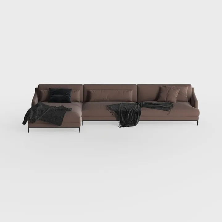 Valletta Italian Nappa Leather L-Shaped Sectional 