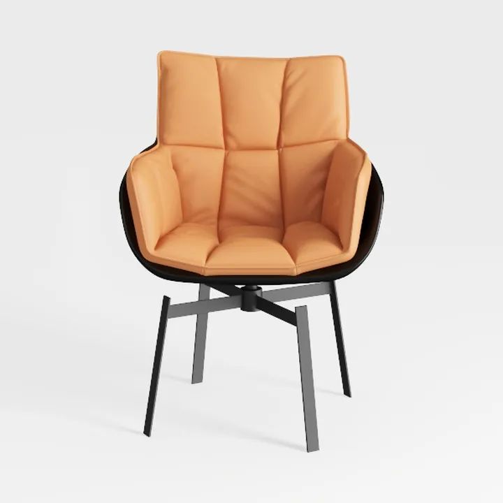 Modern Leather Upholstered Swivel Armchair 3D Model
