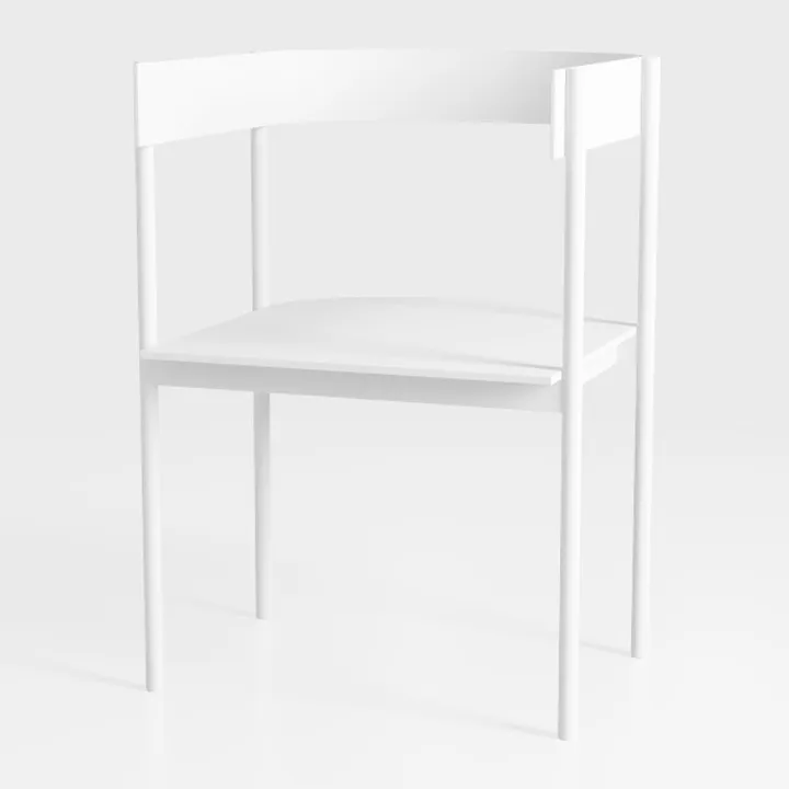 Minimalist White Solid Wood Armchair 3D Model