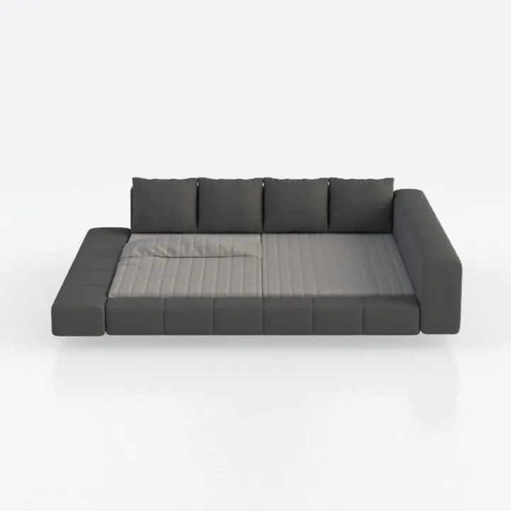 Minimalist Fabric L Shaped Convertible Sofa Bed 3D Model