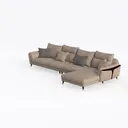 Modern Fabric L Shaped Sectional Sofa with Throw Pillows 3D Model Left 45 Degree View