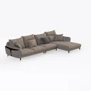 Modern Fabric L Shaped Sectional Sofa with Throw Pillows 3D Model Right 45 Degree View