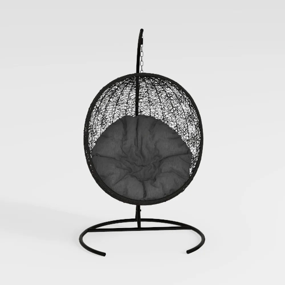 Tangkula PE Wicker Papasan Chair with 360° Swivel 