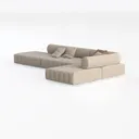 Minimalist Fabric L Shaped Sectional Sofa with Throw Pillows 3D Model Left 45 Degree View